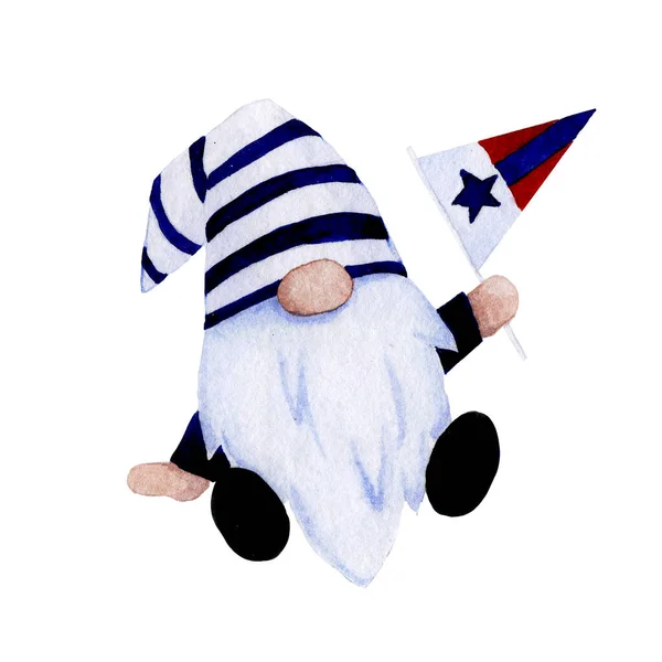 Akwarela Rysunek Wakacje Dzień Niepodległości Ameryki Usa Ładny Leprechaun Charakter — Zdjęcie stockowe