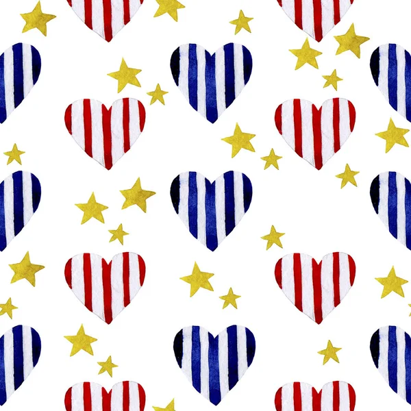 Watercolor Seamless Pattern American Independence Day July Usa Independence Day — Stock Photo, Image