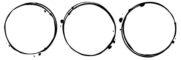 矢量绘图 一组抽象的圆形框架从线条和黑漆漆的斑点 玻璃记号 — 图库矢量图片