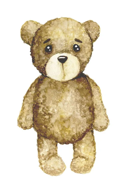 Niedlichen Aquarell Zeichnung Teddybär Spielzeug Das Thema Schlaf Der Kinder — Stockfoto