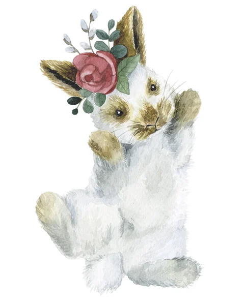부활절 토끼와 귀여운 수채화 배경에 — 스톡 사진