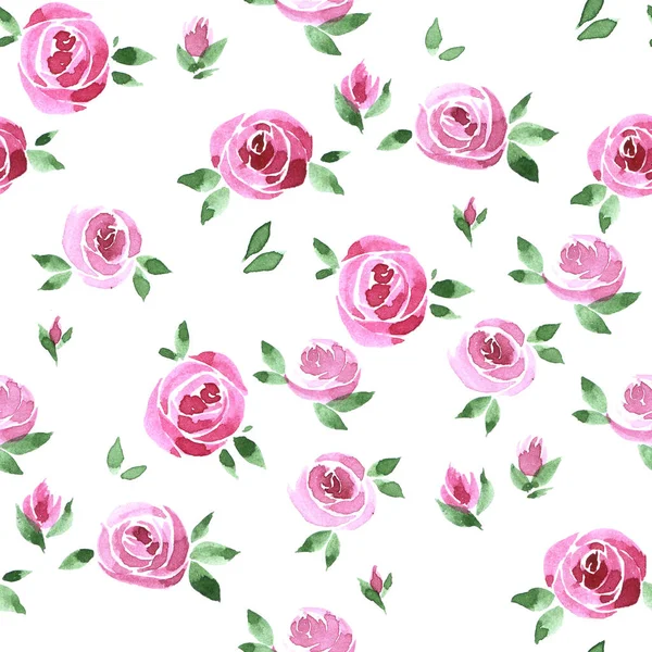 Patrón Floral Con Rosas Abstractas Lindo Impresión Con Pequeñas Rosas —  Fotos de Stock