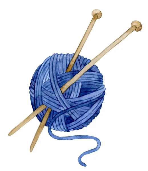 Crochet hook, knitting needles and threads - vector full color  illustration. Balls of yarn and knitting tools. Set for handmade, hand  knitting. Stock Vector