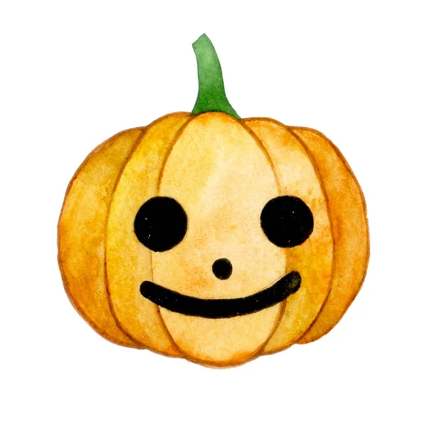 Aquarell Niedliche Zeichnung Mit Charakter Für Halloween Kürbis Mit Lächelndem — Stockfoto