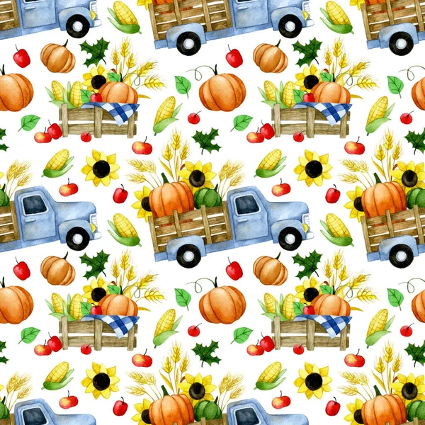 Cute Seamless Pattern Thanksgiving Day Children Print Autumn Vintage Funny — Stock Photo, Image