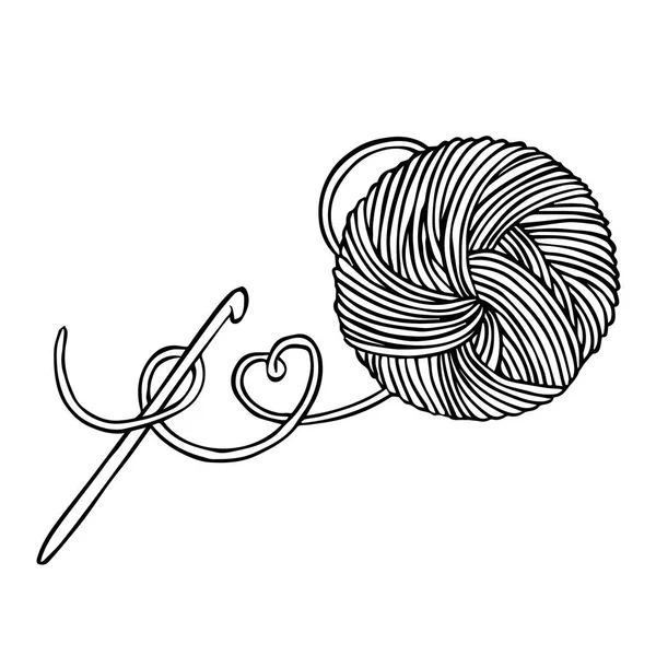 Векторный Рисунок Стиле Каракулей Шарик Шерсти Крючок Вязание Вязание Вязание — стоковый вектор