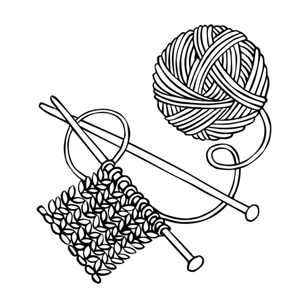 Векторный Рисунок Стиле Каракулей Шар Шерсти Вязальных Иголок Вязание Вязание — стоковый вектор