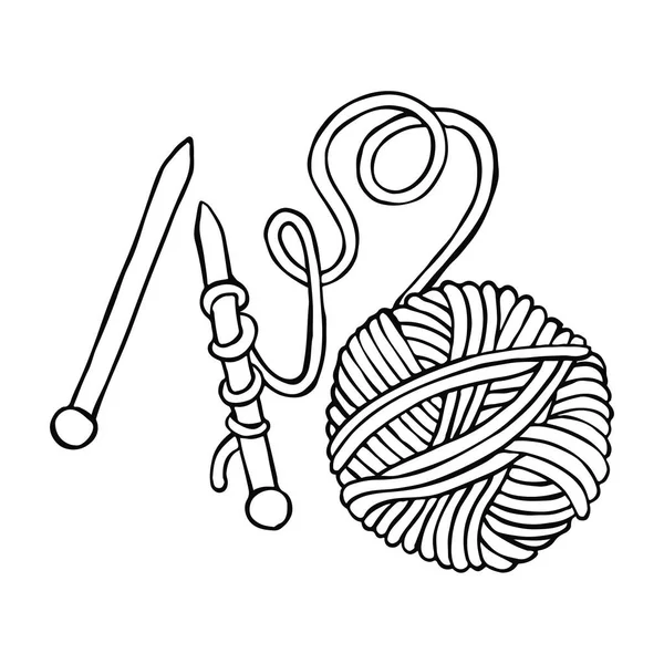 Kreslení Stylu Doodle Koule Vlny Pletacích Jehel Pletení Háčkování Hobby — Stockový vektor