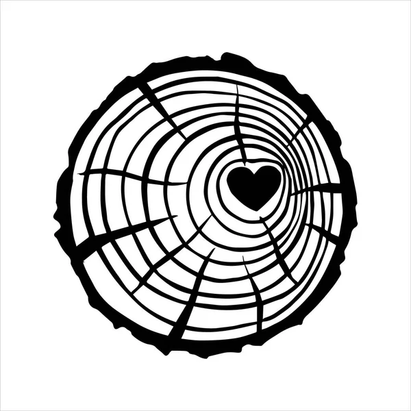 Vektorová Kresba Grafika Řezání Stromu Černobílá Kresba Kus Dřeva Téma — Stockový vektor