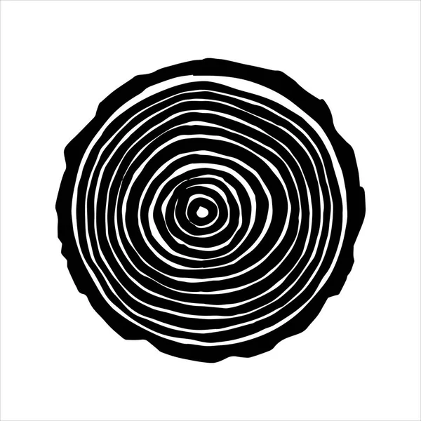 矢量绘图 锯断一棵树 黑白相间的图画和一块木头 主题是生态 — 图库矢量图片