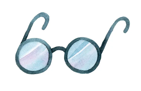 Suluboya Çizimler Klasik Yuvarlak Gözlükler Büyücülük Okulu Sihir — Stok fotoğraf