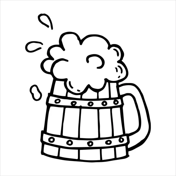 Vector Drawing Beer Mug Doodle Style Octoberfest Theme Cute Simple — Stock Vector