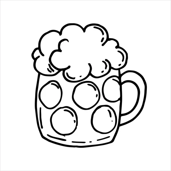 Dessin Vectoriel Une Tasse Bière Dans Style Doodle Sur Thème — Image vectorielle