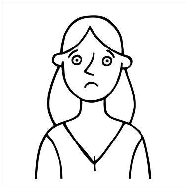 Vektör çizimi, gülümseyen bir kadının portresi. Basit resimleme