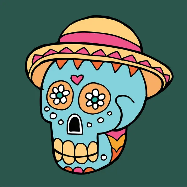Ilustración Vectorial Cráneo Pintado Para Fiesta Del Día Los Muertos — Vector de stock