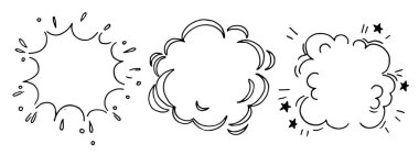 Patlama bulutları, karalama tarzında çizimler. havai fişekler