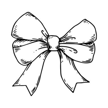 Çizim tarzında vektör illüstrasyonu. Yay, ipek kurdele. Göğüs kanseri ve kadınlıkla mücadelenin sembolü