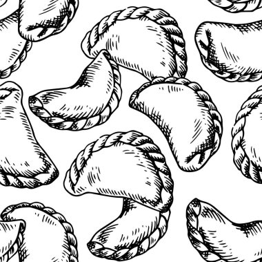 Kusursuz hamur köftesi deseni, çizim tarzında illüstrasyon. vektör baskısı
