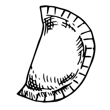 Hamur köftesi, çizim tarzında çizim. Donmuş uygun yiyecek