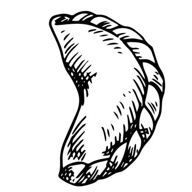 Hamur köftesi, çizim tarzında çizim. Donmuş uygun yiyecek