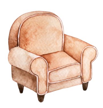 Rahat bir koltuk. Basit suluboya çizim, klipsleme. mobilya