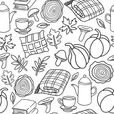 Renkli, rahat sonbahar çizimleri, sevimli çizimler.