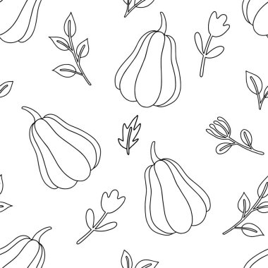 Boyama kitabı. Vintage tarzında balkabakları olan kusursuz bir şekil. Cadılar Bayramı için baskı. Çizim biçimi