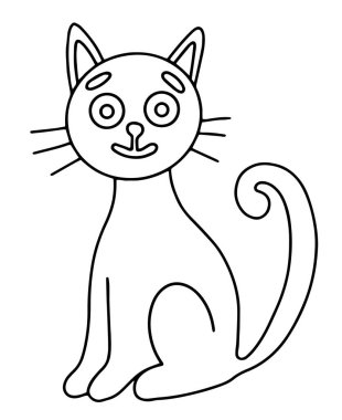 Coloring book. Vector illustration for Halloween. Cute cat. Character for children. Doodle