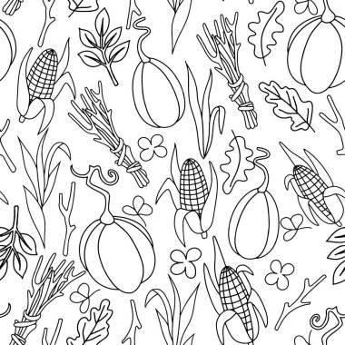 Şükran Günü temasında kusursuz vektör boyama kitabı