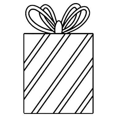 Yeni yıl hediyesinin vektör çizimi. Boyama kitabı