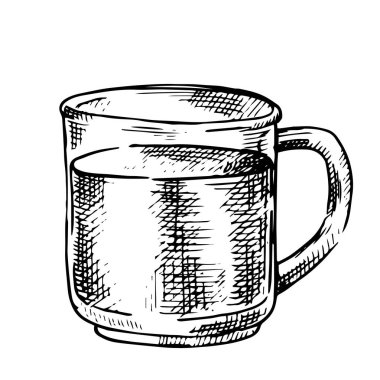 Sütlü cam bardak. Robot resim tarzında vektör illüstrasyonu. tarım ürünleri, bağbozumu