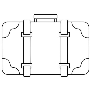Boyama kitabı. Vektör çizimi, klasik bavul. Eski seyahat çantası.
