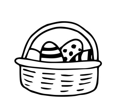 Paskalya yumurtalı sepet. şirin karalama stili çizimi
