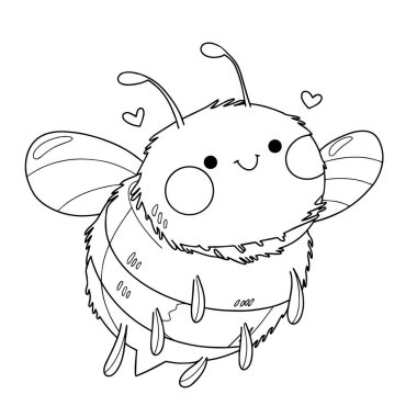 Çocuklar için boyama kitabı. Şirin arı. Kawaii tarzı karakter, vektör illüstrasyonu