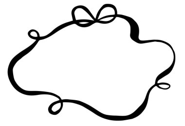 Vektör illüstrasyon, kurdele çerçeveli fiyonk. karalama tarzında siyah beyaz çizim