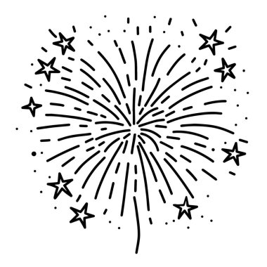Karalama tarzında vektör illüstrasyonu, şenlikli havai fişekler. Amerika 'nın bağımsızlık günü, yeni yıl