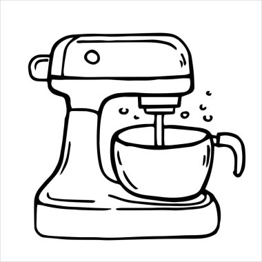 Ev yapımı fırın mikseri. Karalama biçiminde vektör illüstrasyonu
