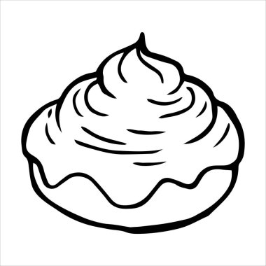 Kremalı ev yapımı tatlı. Karalama biçiminde vektör illüstrasyonu