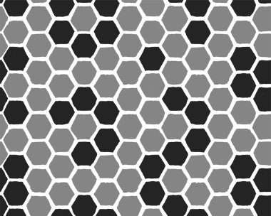 Siyah ve gri bal petekleri olan kusursuz bir desen. Kumaş, duvar kağıdı, ambalaj kağıdı için tek renkli baskı.