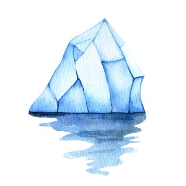 Okyanusta yüzen bir buzdağının suluboya çizimi