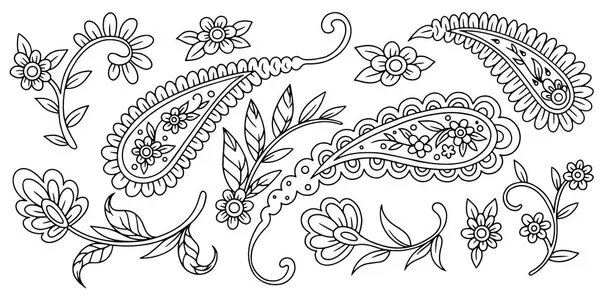 Doğulu desenler dizisi. Vektör çizgisi çizimi. Özet