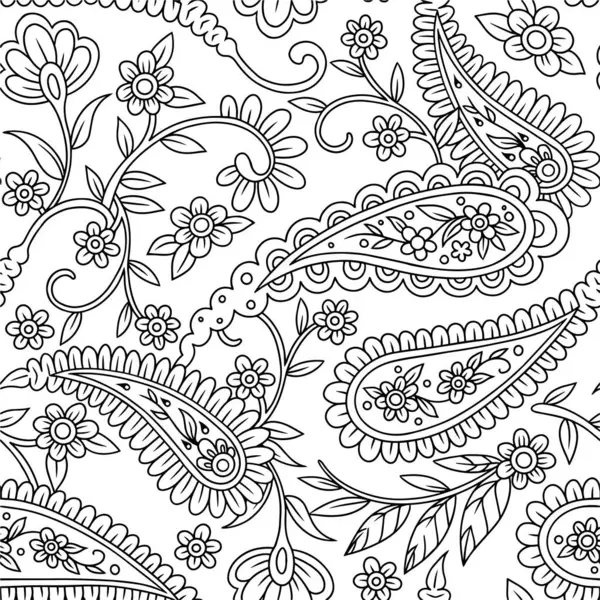 Kusursuz desenli şal desenli süs. Vektör çizgisi çizimi. özet