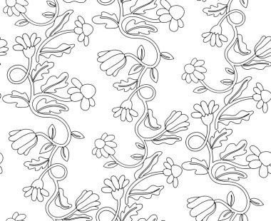 Boyama kitabı. Kusursuz çiçek deseni. Karalama biçiminde vektör illüstrasyonu
