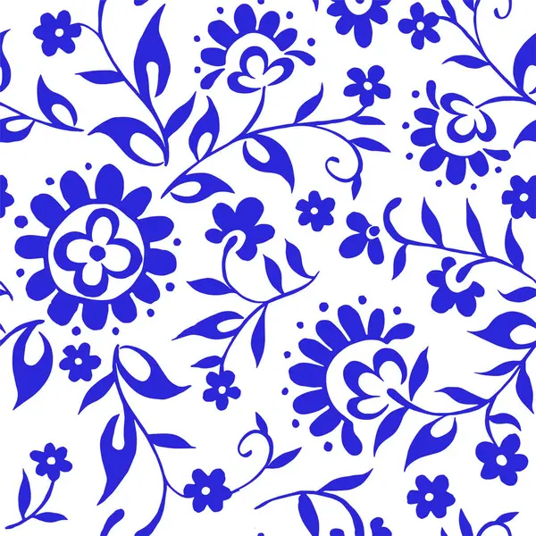 Mavi süslemeli vektör desenli. Halk baskısı