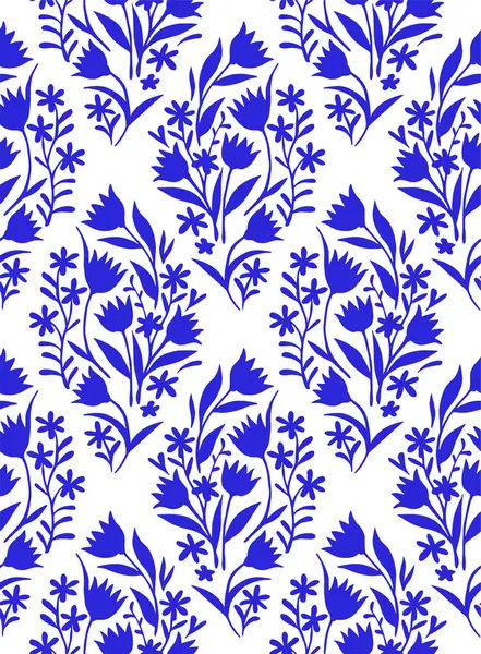 Eşkenar dörtgen ve mavi çiçekli vektör desenli. Döşeme