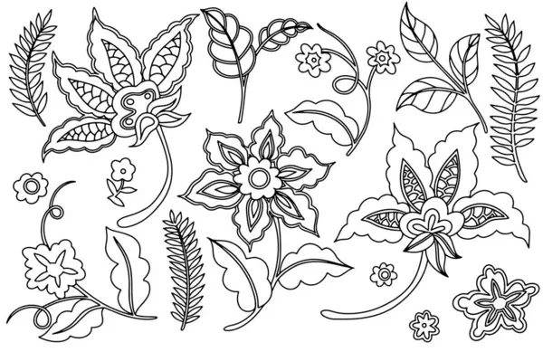 Boyama kitabı. Bir demet soyut çiçek. Vektör doğrusal illüstrasyon.