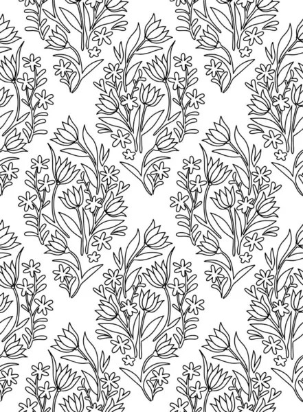 Boyama kitabı. Özet çiçekleri eşkenar dörtgenli kusursuz desen. Döşeme. Vektör çizgisi çizimi. Özet