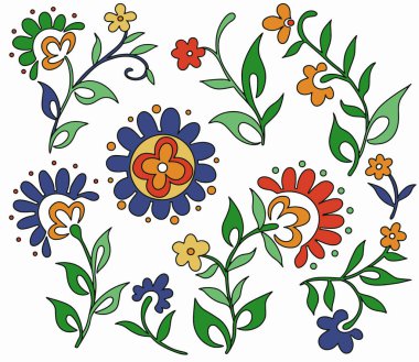 Soyut çiçek deseni, vektör illüstrasyonu ile ayarlandı