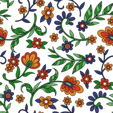 Soyut çiçek desenli kusursuz desen, vektör illüstrasyonu