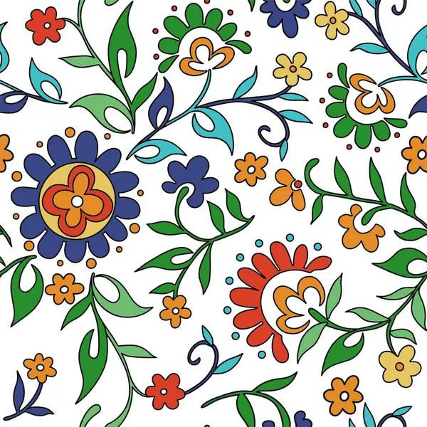 Soyut çiçek desenli kusursuz desen, vektör illüstrasyonu